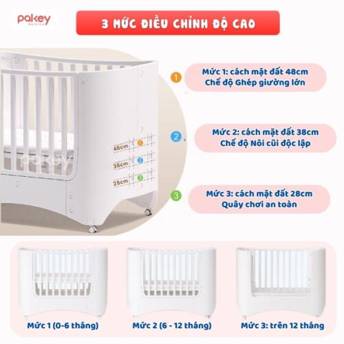 Nôi cũi nhựa Pakey kèm nệm xơ dừa 25 Nôi cũi nhựa Pakey