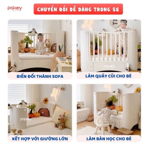 Nôi cũi nhựa Pakey kèm nệm xơ dừa 22 Nôi cũi nhựa Pakey