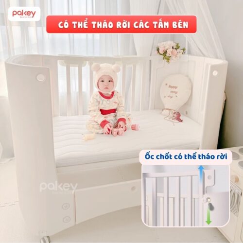 Nôi cũi nhựa Pakey kèm nệm xơ dừa 20 Nôi cũi nhựa Pakey