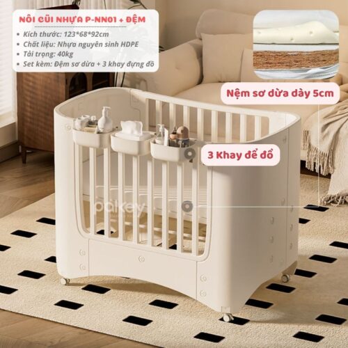 Nôi cũi nhựa Pakey kèm nệm xơ dừa 30 Nôi cũi nhựa Pakey
