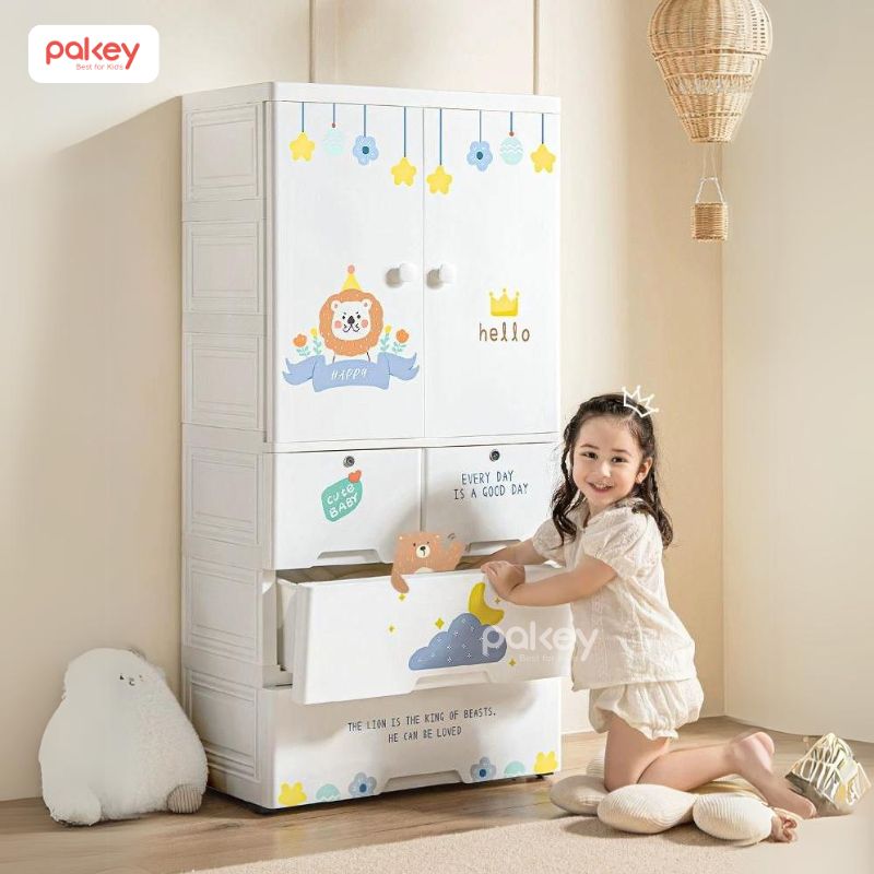 Tủ nhựa cho bé gái với họa tiết xinh xắn, dễ thương