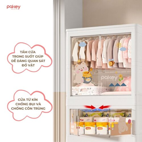 Tủ quần áo nhựa cho bé, tủ đựng đồ đa năng Pakey SK007