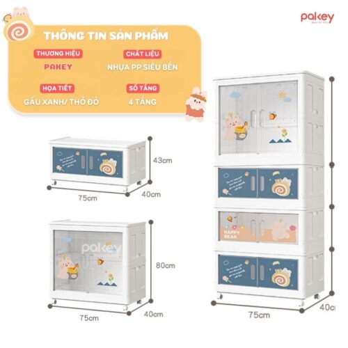 Tủ quần áo nhựa cho bé, tủ đựng đồ đa năng Pakey SK007