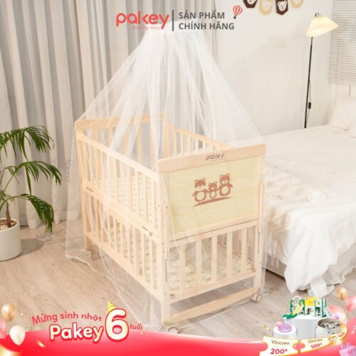 Avatar - Combo nôi cũi gỗ CG01 kèm màn và nệm xơ dừa