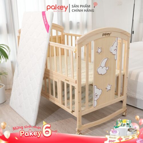 Avatar - Combo nôi cũi gỗ CG02 kèm màn và nệm xơ dừa