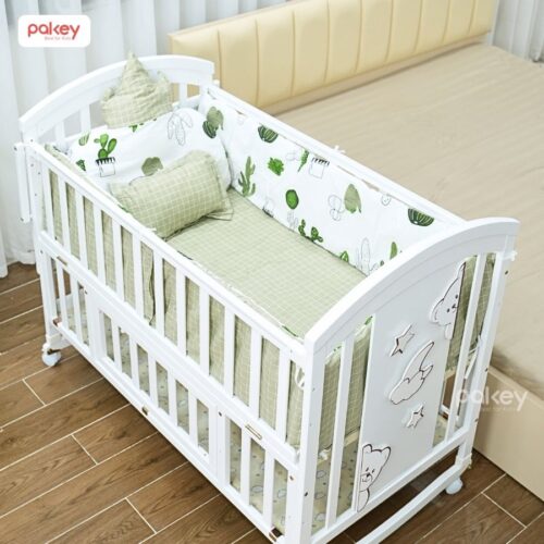 Combo nôi cũi gỗ Pakey CG03 + ga nệm xơ dừa 14 Combo nôi cũi gỗ Pakey CG03 + ga nệm xơ dừa