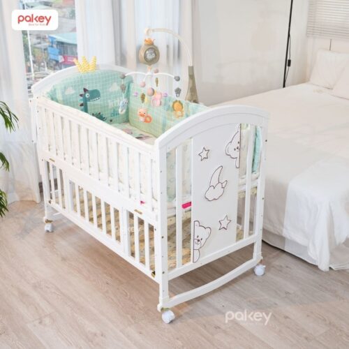 Combo nôi cũi gỗ Pakey CG03 + ga nệm xơ dừa 13 Combo nôi cũi gỗ Pakey CG03 + ga nệm xơ dừa