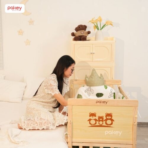 Combo nôi cũi gỗ Pakey CG01 kèm ga nệm xơ dừa 5 Combo nôi cũi gỗ Pakey CG01 kèm ga nệm xơ dừa