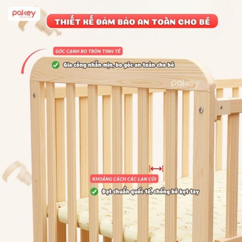 Combo nôi cũi gỗ Pakey CG01 kèm ga nệm xơ dừa 13 Combo nôi cũi gỗ Pakey CG01 kèm ga nệm xơ dừa