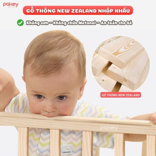 Combo nôi cũi gỗ Pakey CG01 kèm ga nệm xơ dừa 12 Combo nôi cũi gỗ Pakey CG01 kèm ga nệm xơ dừa