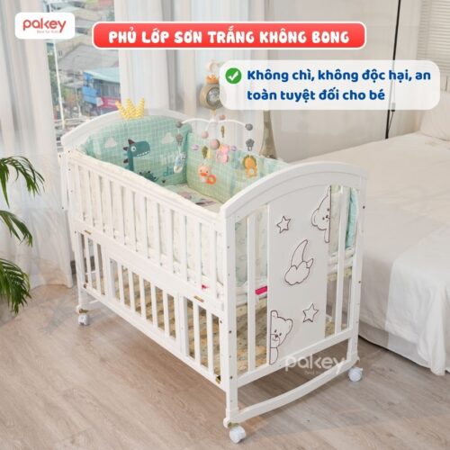 Combo nôi cũi gỗ Pakey CG03 + ga nệm xơ dừa 12 Combo nôi cũi gỗ Pakey CG03 + ga nệm xơ dừa