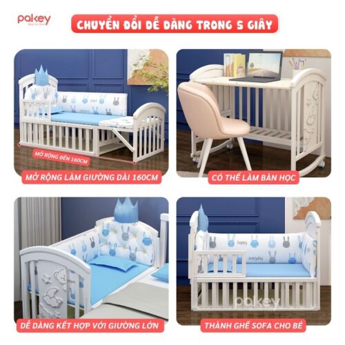 Combo nôi cũi gỗ Pakey CG03 + ga nệm xơ dừa 4 Combo nôi cũi gỗ Pakey CG03 + ga nệm xơ dừa
