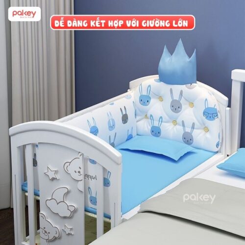 Combo nôi cũi gỗ Pakey CG03 + ga nệm xơ dừa 10 Combo nôi cũi gỗ Pakey CG03 + ga nệm xơ dừa