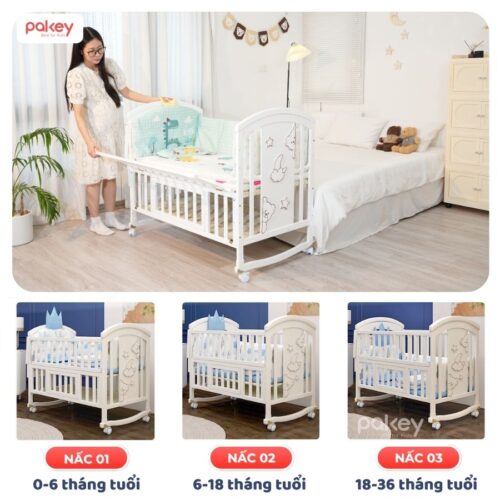 Combo nôi cũi gỗ Pakey CG03 + ga nệm xơ dừa 3 Combo nôi cũi gỗ Pakey CG03 + ga nệm xơ dừa