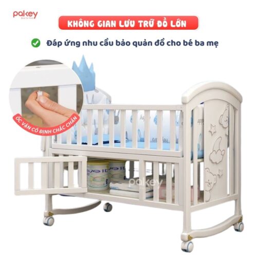 Combo nôi cũi gỗ Pakey CG03 + ga nệm xơ dừa 6 Combo nôi cũi gỗ Pakey CG03 + ga nệm xơ dừa
