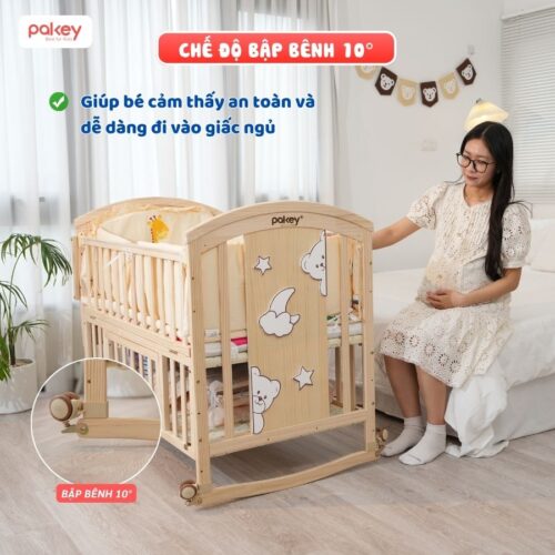Combo nôi cũi gỗ Pakey CG02 + ga nệm xơ dừa 5 Combo nôi cũi gỗ Pakey CG02 + ga nệm xơ dừa