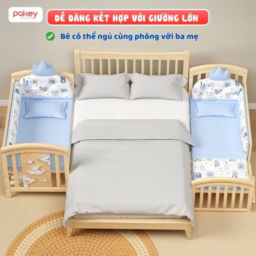 Combo nôi cũi gỗ Pakey CG02 + ga nệm xơ dừa 4 Combo nôi cũi gỗ Pakey CG02 + ga nệm xơ dừa
