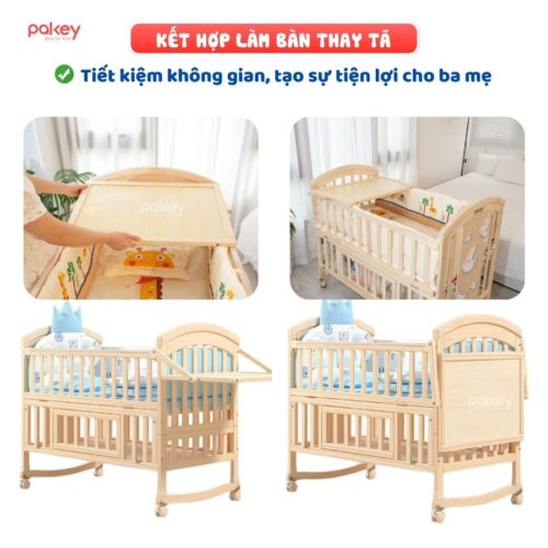 Combo nôi cũi gỗ Pakey CG02 + ga nệm xơ dừa 2 Combo nôi cũi gỗ Pakey CG02 + ga nệm xơ dừa
