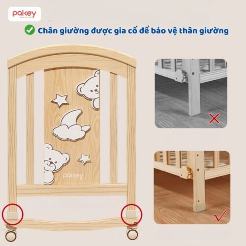 Combo nôi cũi gỗ Pakey CG02 + ga nệm xơ dừa 7 Combo nôi cũi gỗ Pakey CG02 + ga nệm xơ dừa