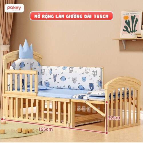 Combo nôi cũi gỗ Pakey CG02 + ga nệm xơ dừa 8 Combo nôi cũi gỗ Pakey CG02 + ga nệm xơ dừa