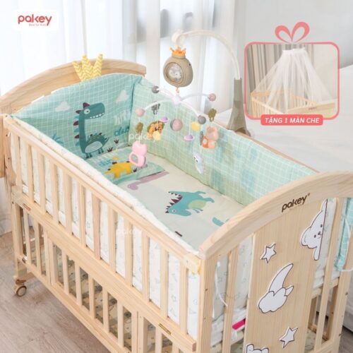 Combo nôi cũi gỗ Pakey CG02 + ga nệm xơ dừa 10 Combo nôi cũi gỗ Pakey CG02 + ga nệm xơ dừa