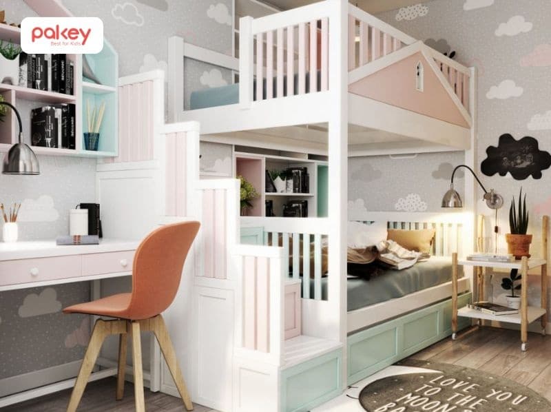 35+ mẫu giường kèm giá sách cho bé thông minh, đẹp nhất 2025 22 Kiểu dáng và màu sắc ảnh hưởng đến thẩm mỹ chung của căn phòng và cảm xúc của các bé