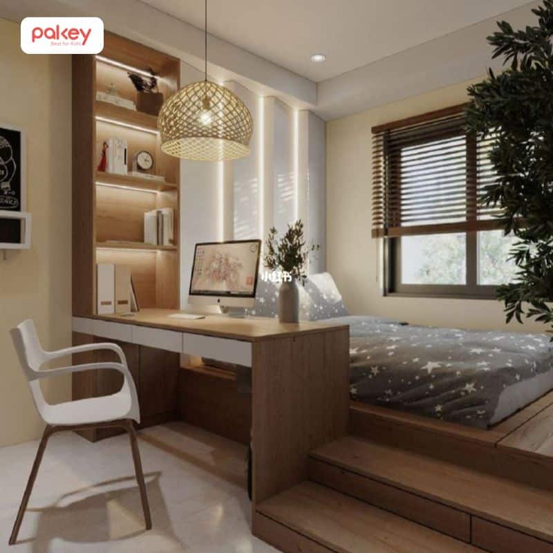 35+ mẫu giường kèm giá sách cho bé thông minh, đẹp nhất 2025 36 Giường kèm kệ sách cho bé