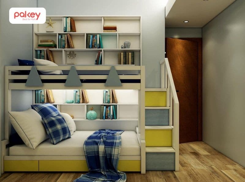 35+ mẫu giường kèm giá sách cho bé thông minh, đẹp nhất 2025 24 Giường kèm kệ sách cho bé
