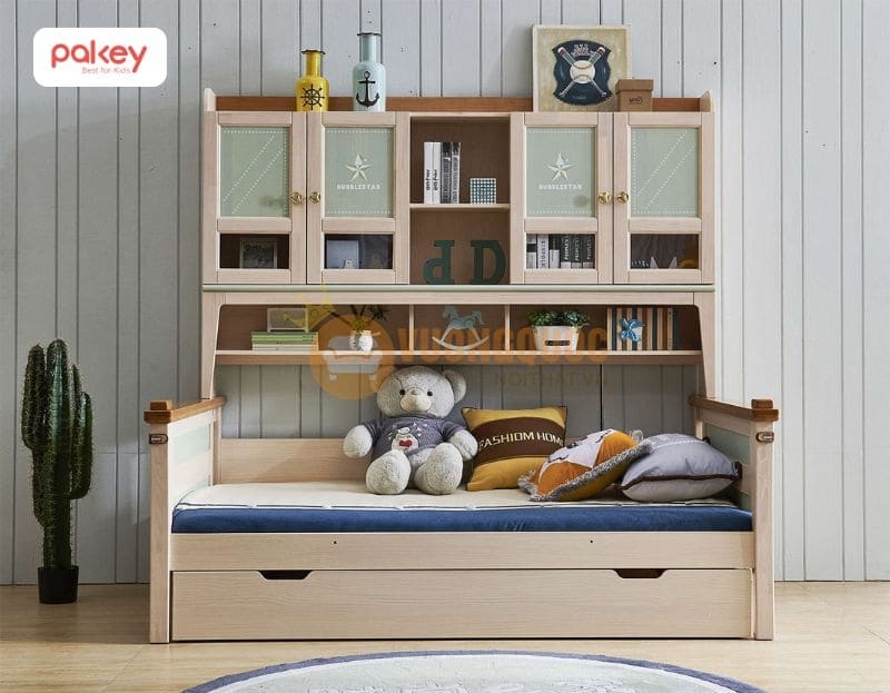 35+ mẫu giường kèm giá sách cho bé thông minh, đẹp nhất 2025 23 Giường kèm kệ sách cho bé