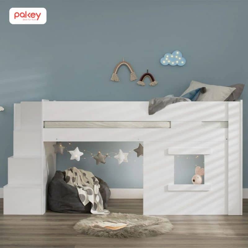 35+ mẫu giường kèm giá sách cho bé thông minh, đẹp nhất 2025 31 Giường kèm kệ sách cho bé