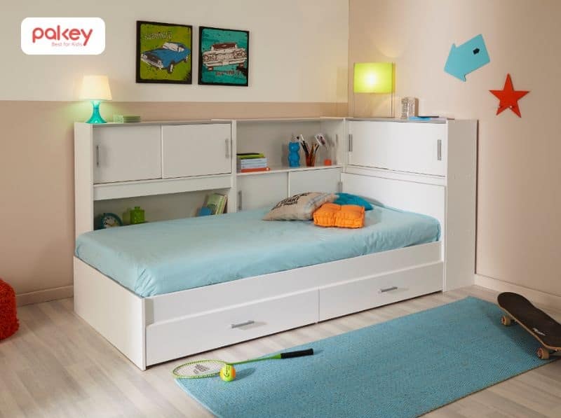 35+ mẫu giường kèm giá sách cho bé thông minh, đẹp nhất 2025 26 Giường kèm kệ sách cho bé