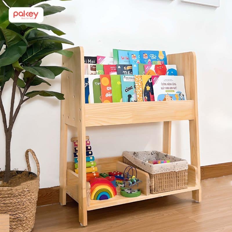 Kinh nghiệm chọn kệ sách gỗ cho bé phù hợp theo từng độ tuổi 11 Kệ sách gỗ cho bé từ 4 – 6 tuổi