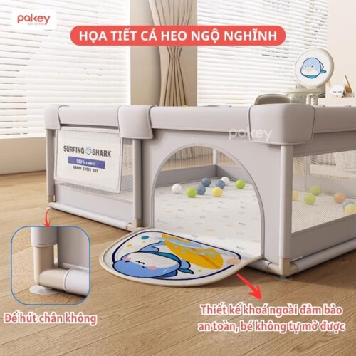 Quây bóng vải Pakey K3, K4 kèm cột bóng rổ