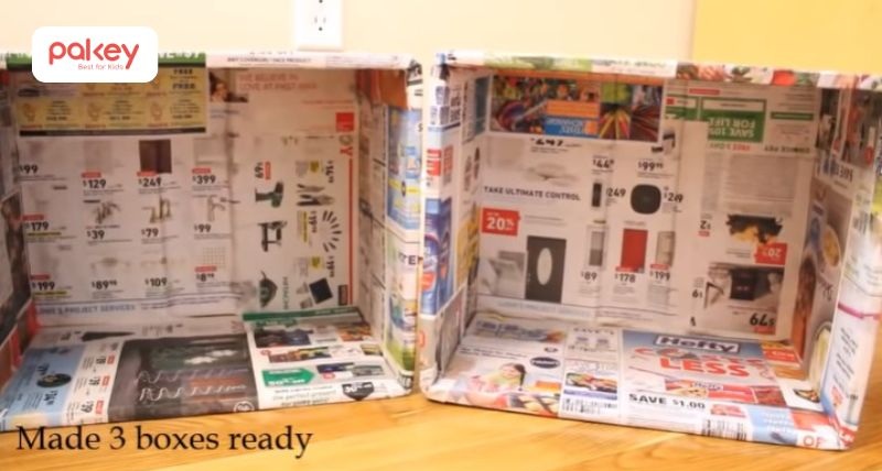 tự làm kệ đồ chơi cho bé bằng bìa carton