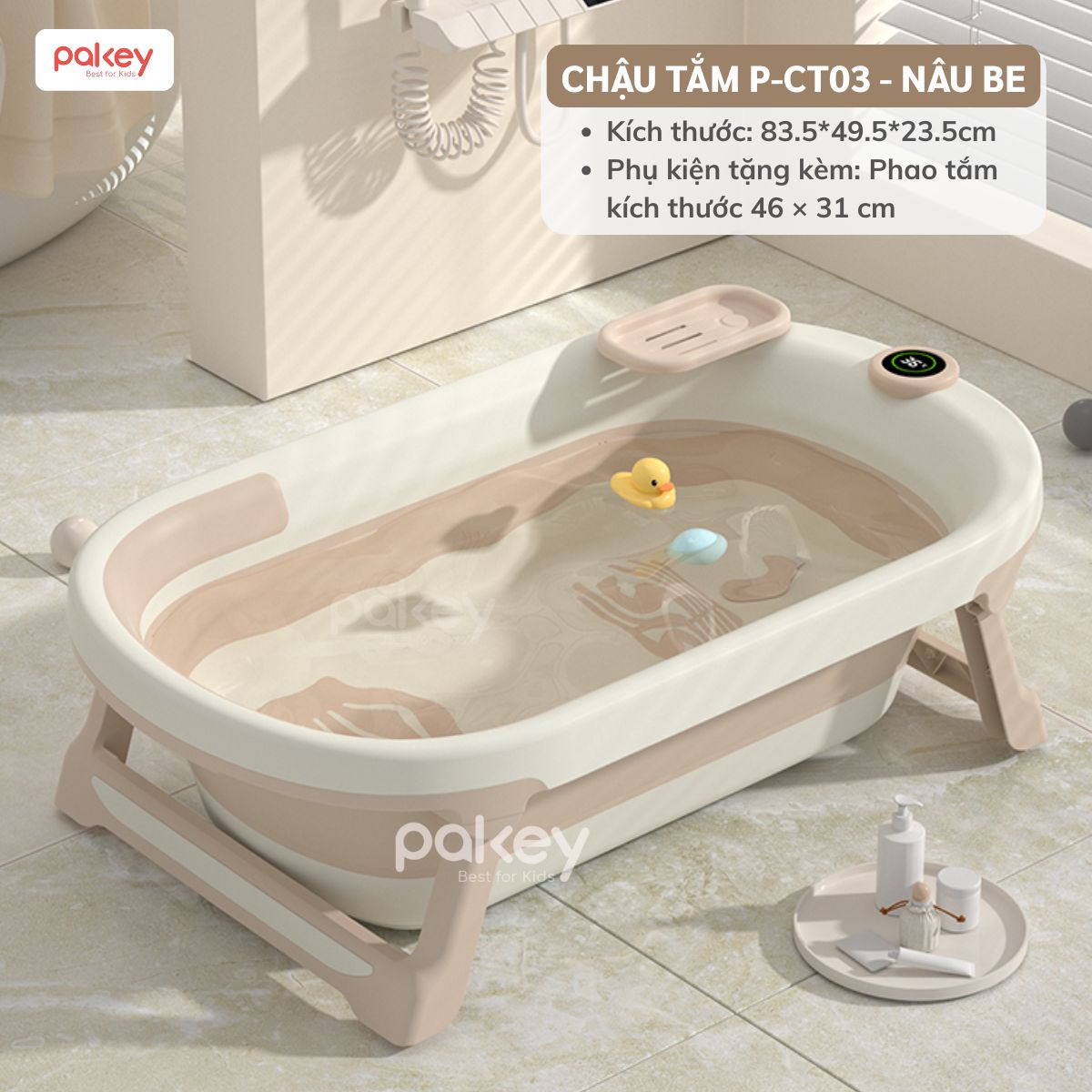 Pakey.vn - Chậu tắm cho bé P-CT03 (3) Chậu tắm cho bé gấp gọn Pakey P-CT03