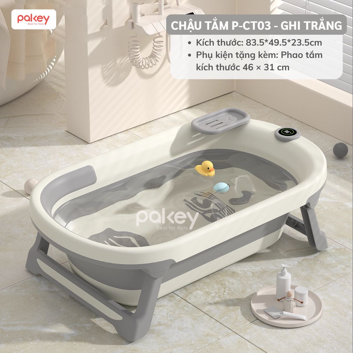 Pakey.vn - Chậu tắm cho bé P-CT03 (4) Chậu tắm cho bé gấp gọn Pakey P-CT03