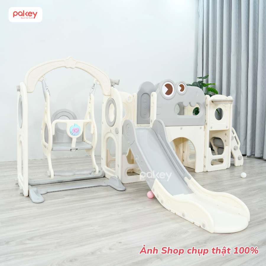 Bộ cầu trượt xích đu khủng long Pakey LH01 62 Bộ cầu trượt xích đu khủng long Pakey LH01