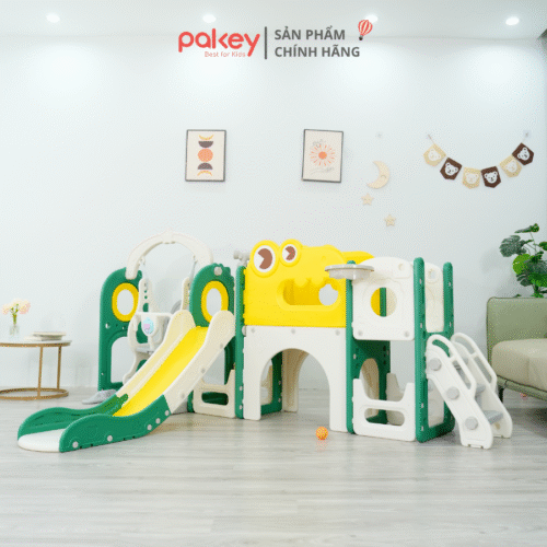 Bộ cầu trượt xích đu khủng long Pakey LH01