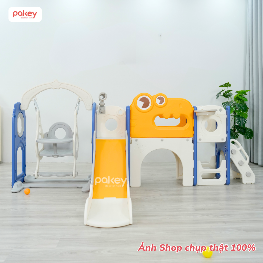 Bộ cầu trượt xích đu khủng long Pakey LH01 60 Bộ cầu trượt xích đu khủng long Pakey LH01