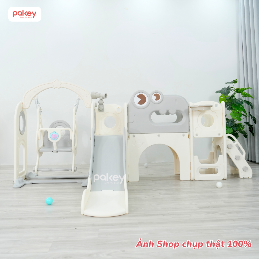 Bộ cầu trượt xích đu khủng long Pakey LH01 61 Bộ cầu trượt xích đu khủng long Pakey LH01