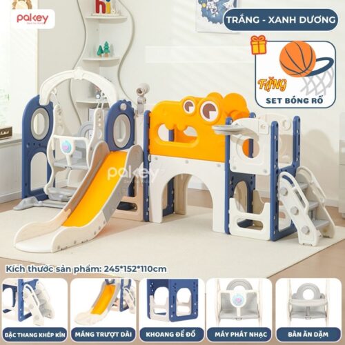 Bộ cầu trượt xích đu khủng long Pakey LH01 43 Bộ cầu trượt xích đu liên hoàn khủng long Pakey LH01