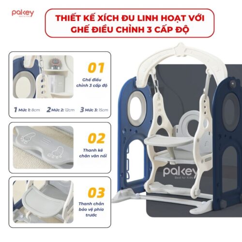 Bộ cầu trượt xích đu khủng long Pakey LH01 35 Bộ cầu trượt xích đu liên hoàn khủng long Pakey LH01