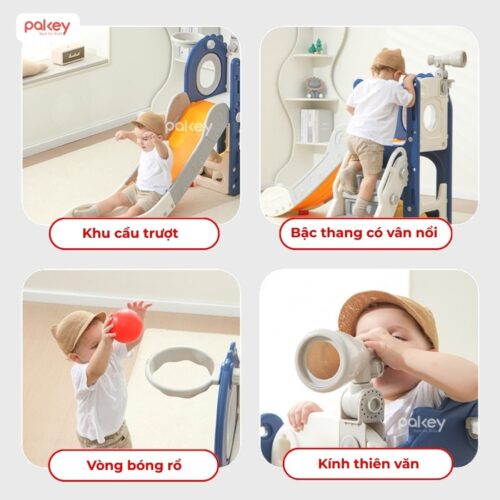 Bộ cầu trượt xích đu khủng long Pakey LH01 37 Bộ cầu trượt xích đu liên hoàn khủng long Pakey LH01