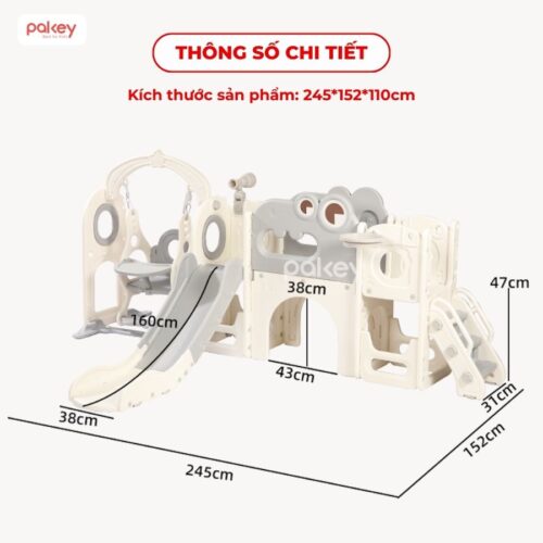 Bộ cầu trượt xích đu khủng long Pakey LH01 39 Bộ cầu trượt xích đu liên hoàn khủng long Pakey LH01
