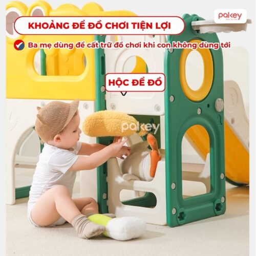 Bộ cầu trượt xích đu khủng long Pakey LH01 33 Bộ cầu trượt xích đu liên hoàn khủng long Pakey LH01