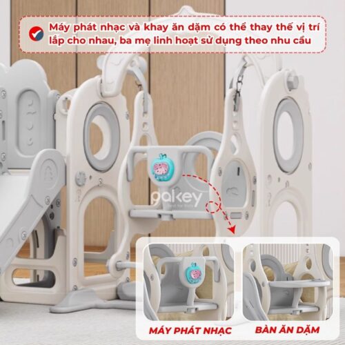 Bộ cầu trượt xích đu khủng long Pakey LH01 34 Bộ cầu trượt xích đu liên hoàn khủng long Pakey LH01