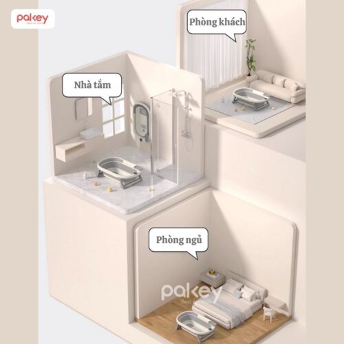 Chậu tắm gấp gọn có nhiệt kế Pakey P-CT03 26 Chậu tắm cao cấp có nhiệt kế Pakey P-PT03