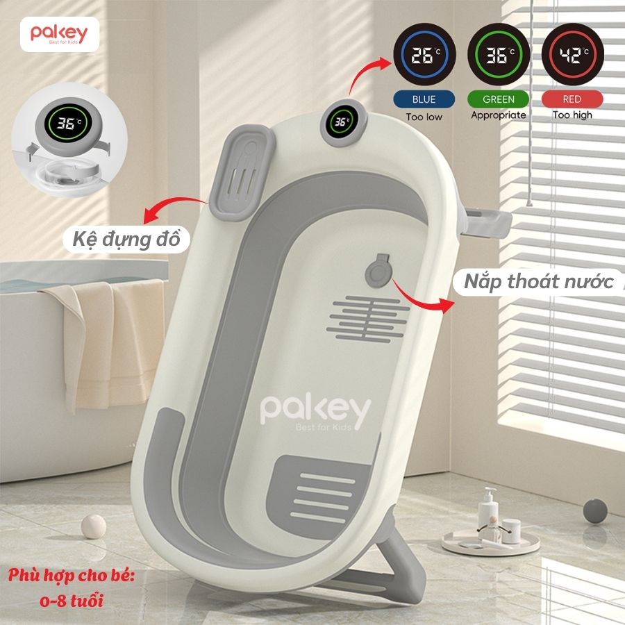Chậu tắm cao cấp có nhiệt kế Pakey P-PT03