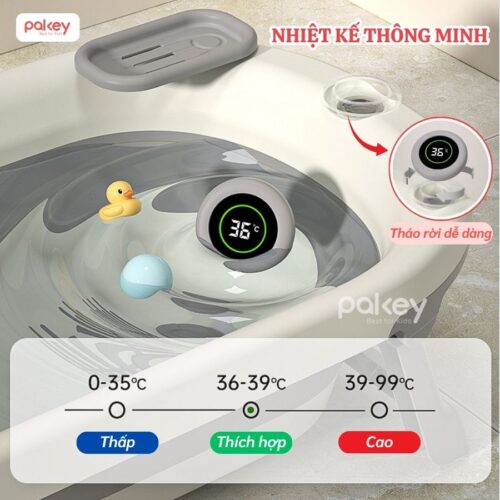 Chậu tắm gấp gọn có nhiệt kế Pakey P-CT03 21 Chậu tắm cao cấp có nhiệt kế Pakey P-PT03