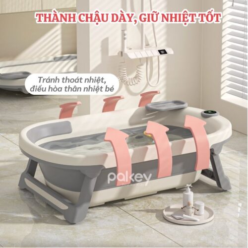 Chậu tắm gấp gọn có nhiệt kế Pakey P-CT03 22 Chậu tắm cao cấp có nhiệt kế Pakey P-PT03